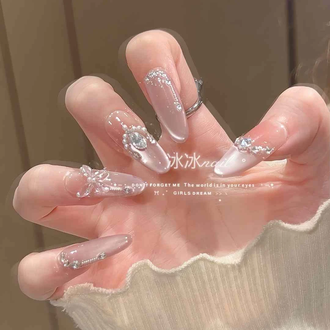 【冰蝶晨露】时尚清新纯欲高级感成品美甲穿戴式手工穿戴甲10片装
