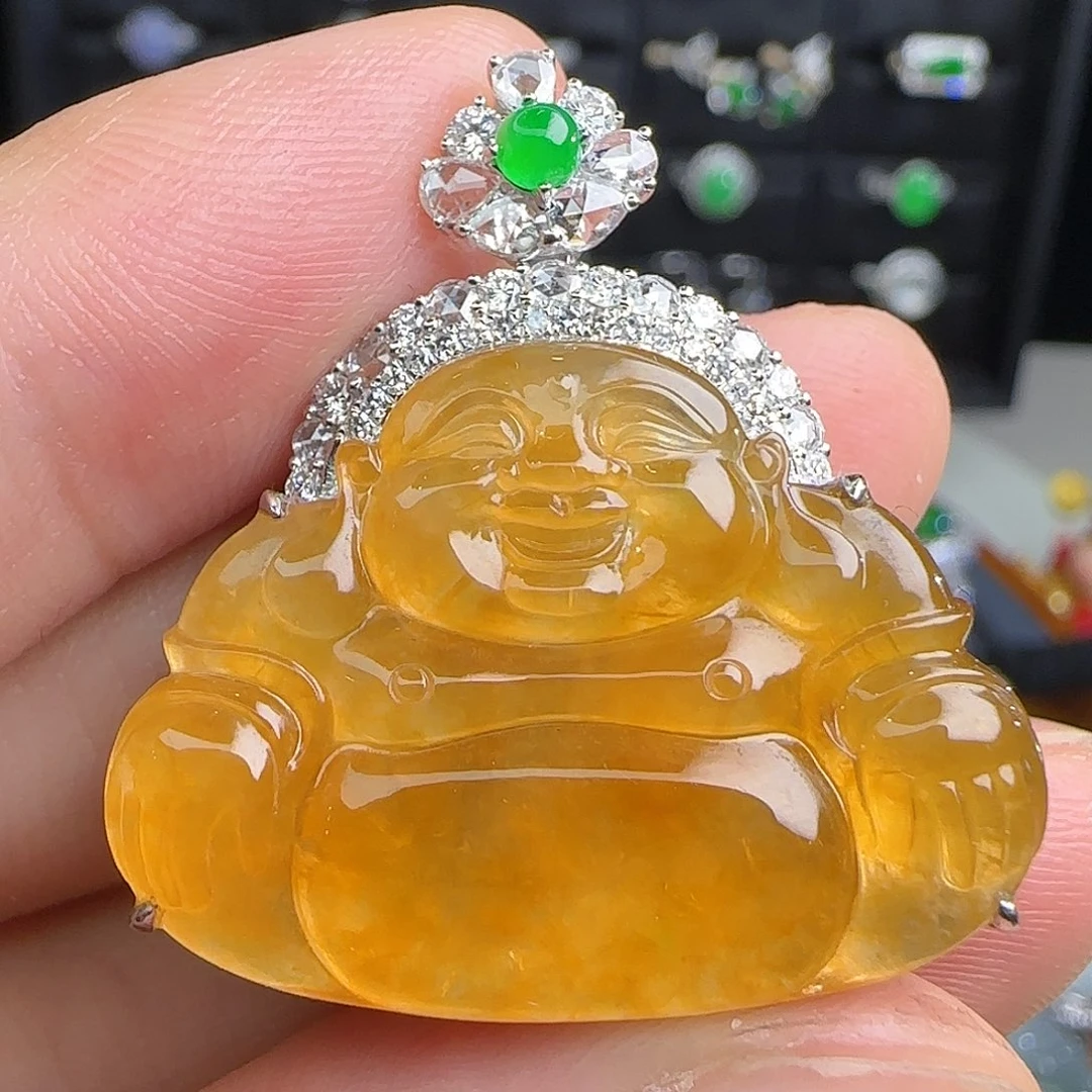 翡翠18K金镶嵌颈饰天然翡翠