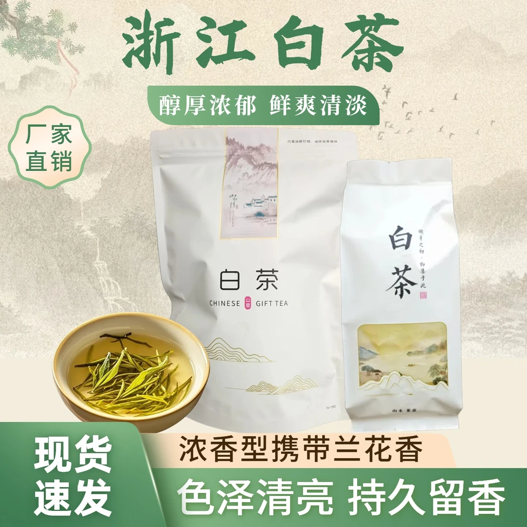 【鲜爽回甘】浙江白茶绿茶汤色清澈浓香型携带兰香产地直发新茶茶叶