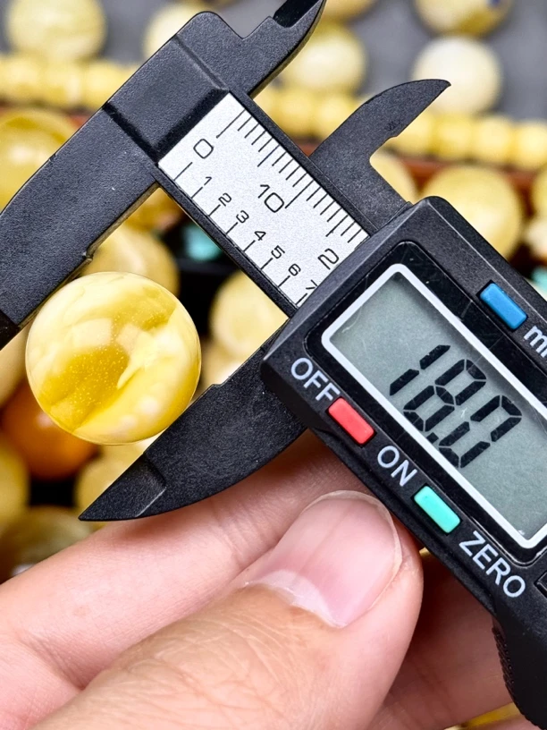 18mm俄料国矿一级料浓瓷白妖孽虎皮纹千层雪橘底金溶洞蜜蜡圆珠