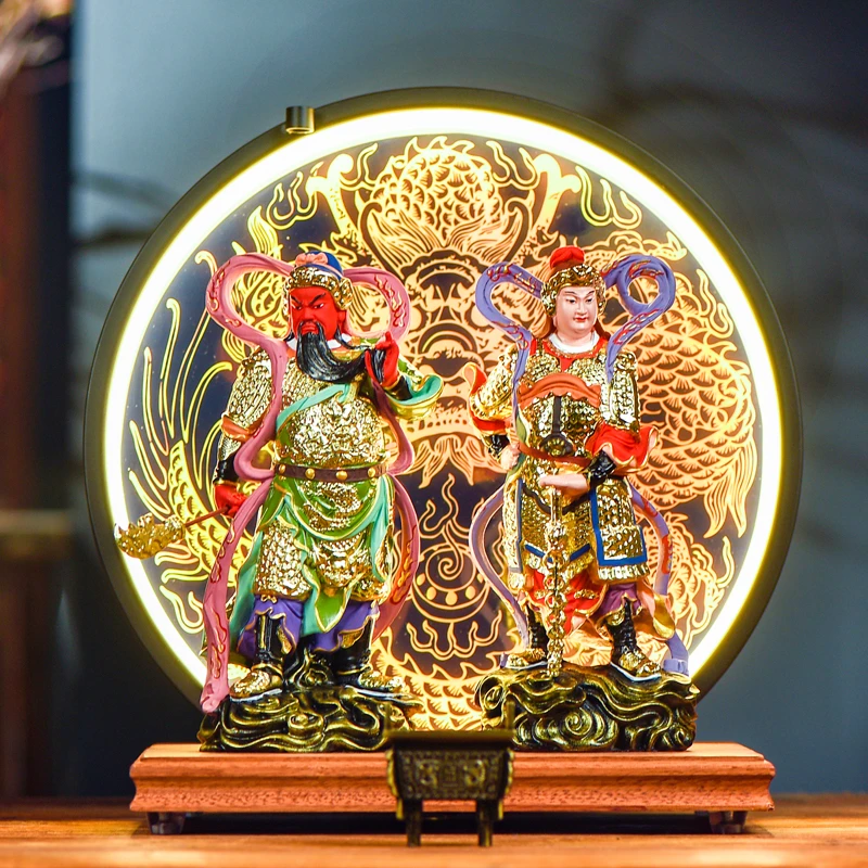 迦蓝韦陀彩绘神像家居客厅店铺财神爷关公韦驮财神中式古典摆件