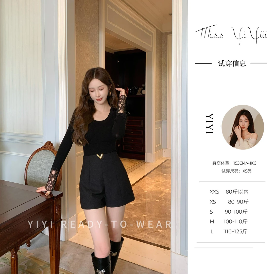 【韩女法则】<YiYiii>小个子法式针织上衣优雅时尚百搭长袖针织衫