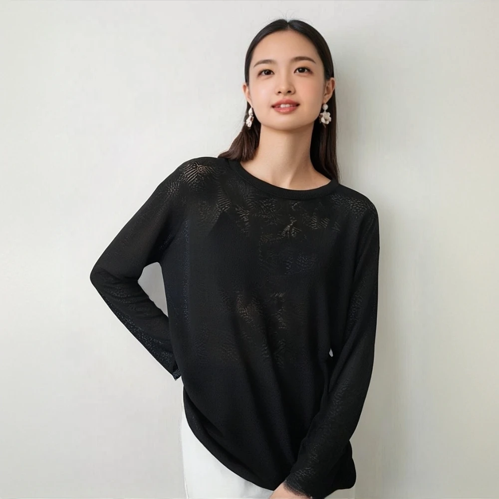 0041水淼25春季新款-休闲蕾丝套头衫