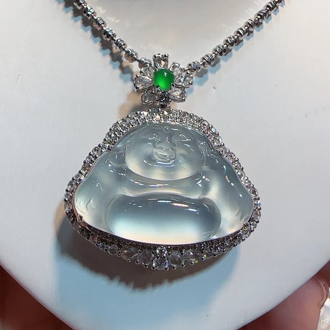 翡翠18K金镶嵌吊坠(不含链)佛公