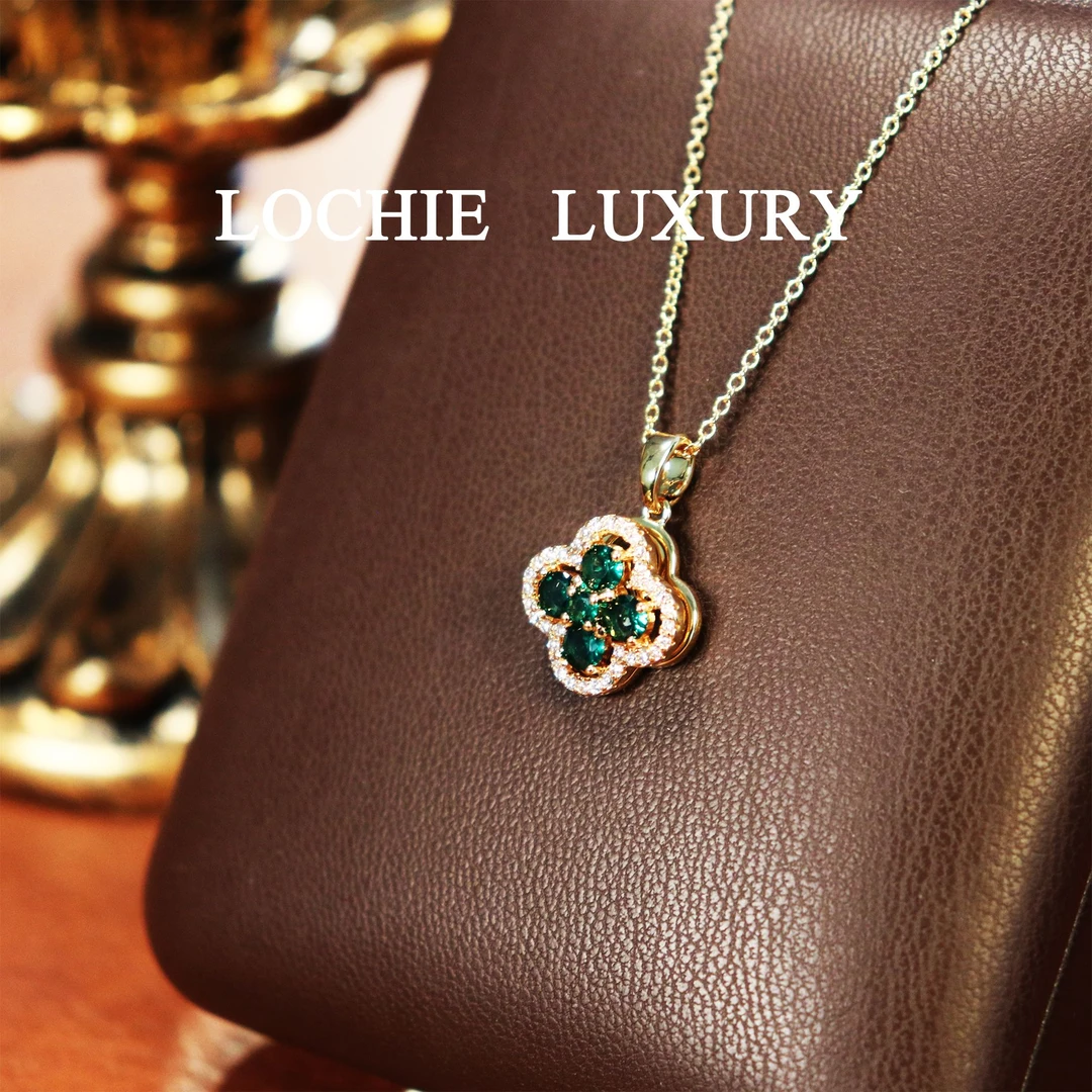 铜合金项链 D024【瑶池映月】旋转幸运四叶草高级感项链