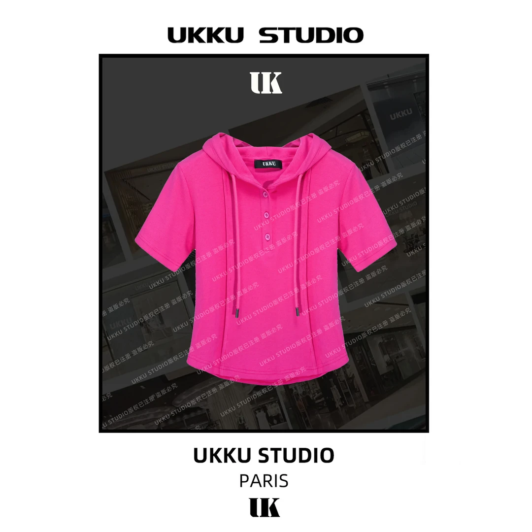 小七【UKKUSTUDIO】夏季时尚显瘦百搭气质设计感减龄短袖313907