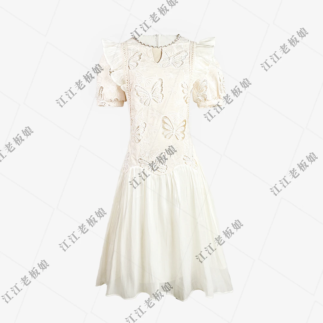 W【梦露专属】法式长裙蕾丝显瘦气质白色轻奢时尚夏季W2521451