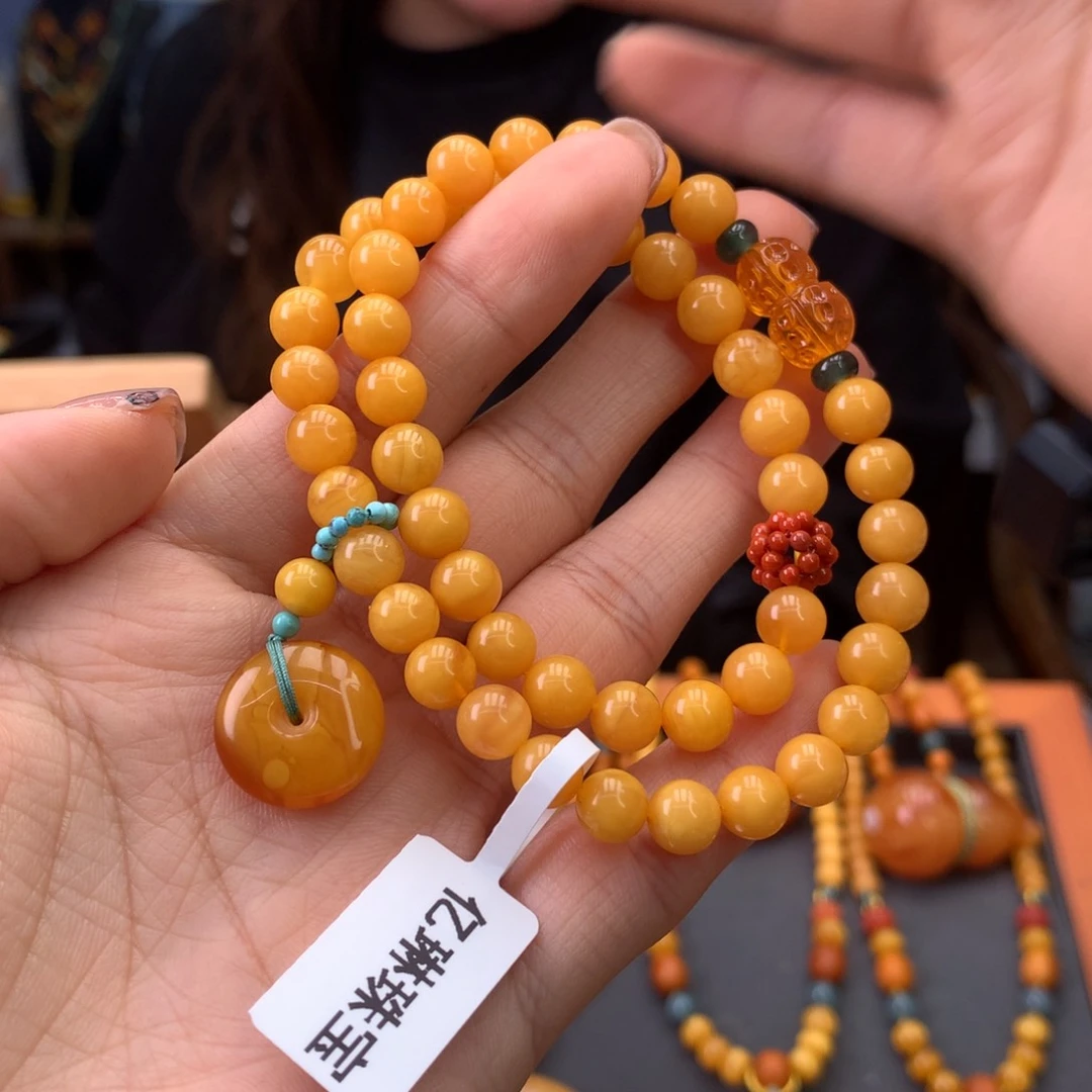 蜜蜡手串未镶嵌天然