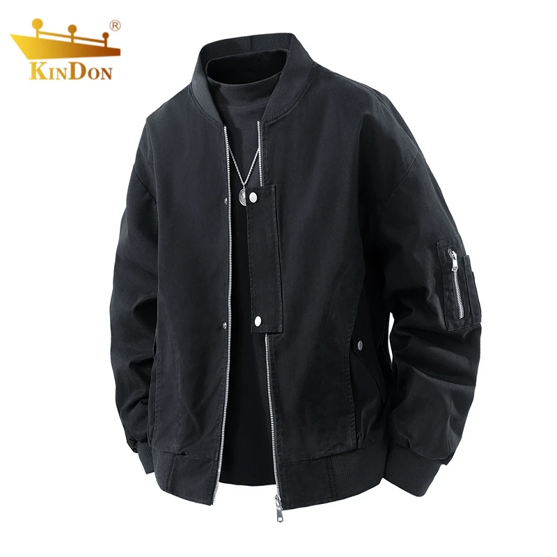 美式多拉链立领飞行夹克男士秋季新款高街设计感痞帅棒球服外套