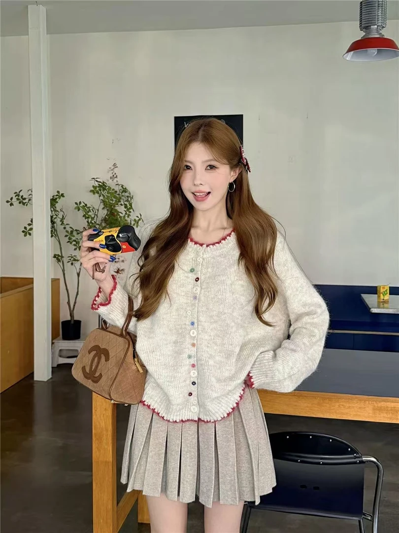 温柔百搭慵懒风清新甜美针织开衫上衣女减龄新品别致秋冬显瘦ins