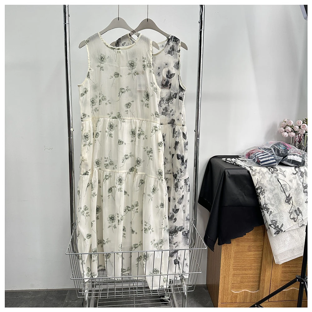 Q191   夏季新款宽松中长款女士休闲圆领背心裙女