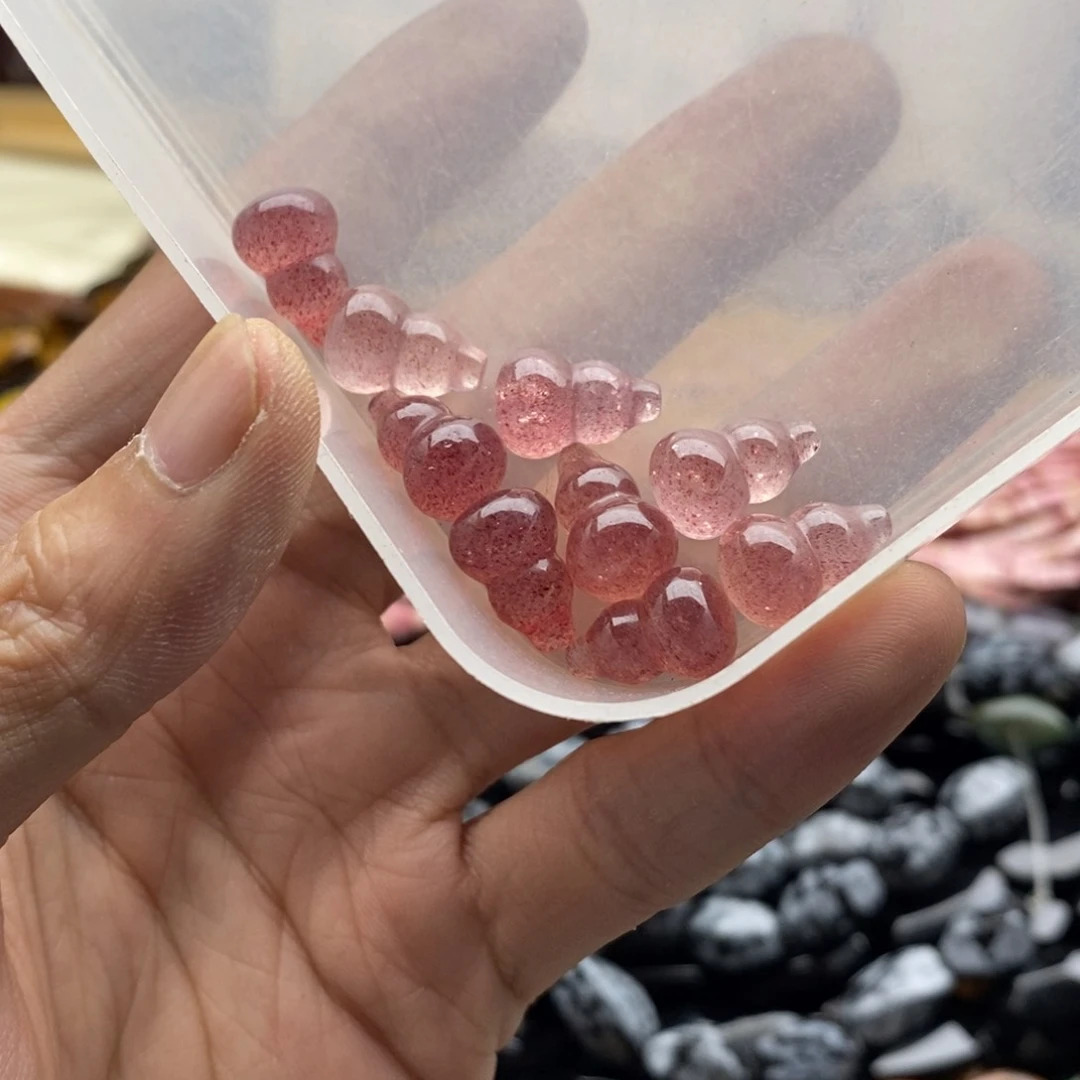 玛瑙/玉髓未镶嵌珠宝半成品一个9×10天然草莓晶葫芦无孔D13