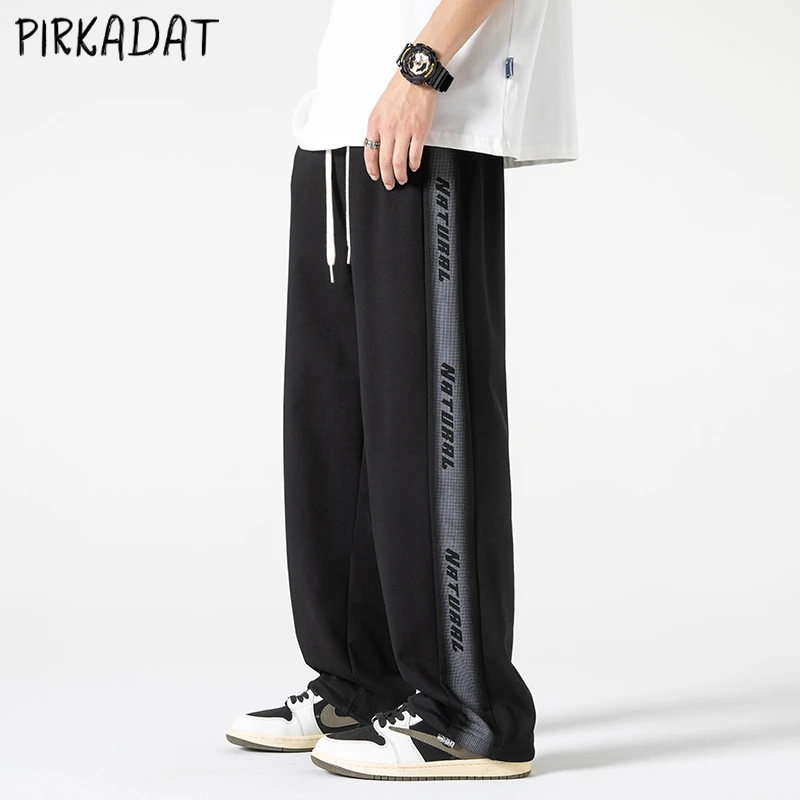 Pirkadat秋季新款男美式高街阔腿休闲裤男款潮牌百搭宽松运动裤子