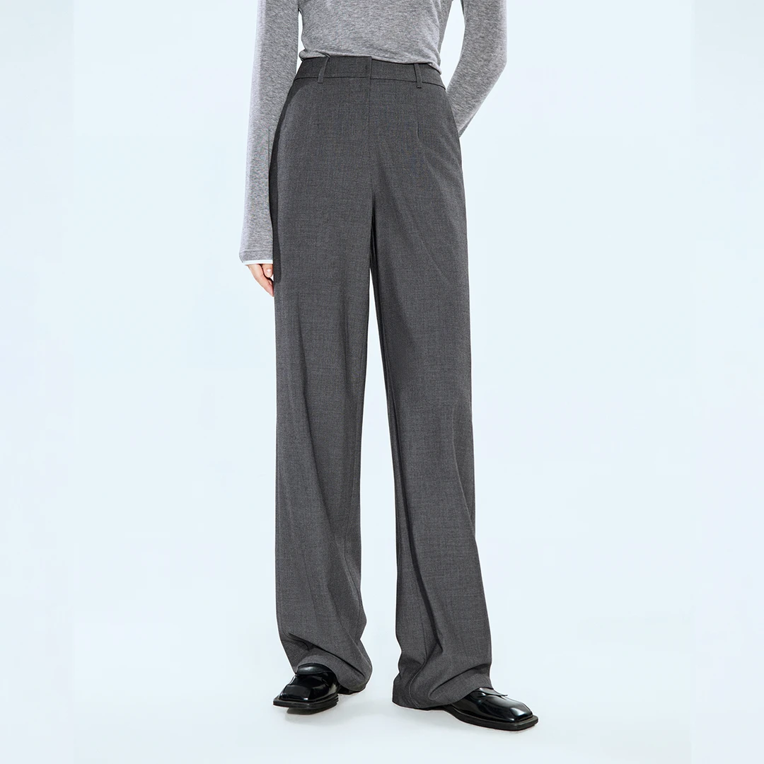 COVERINS2025春季格雷系高级感垂感西装夏季直筒裤CC35120340