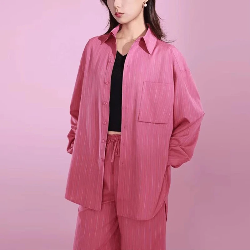 商场同款2025春季新款时尚百搭宽松显瘦条纹长袖衬衫女上衣130034