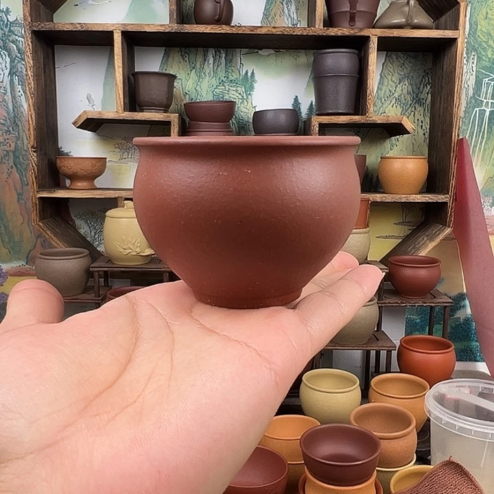 紫砂茶杯拙器甄选，纯原本矿。150毫升