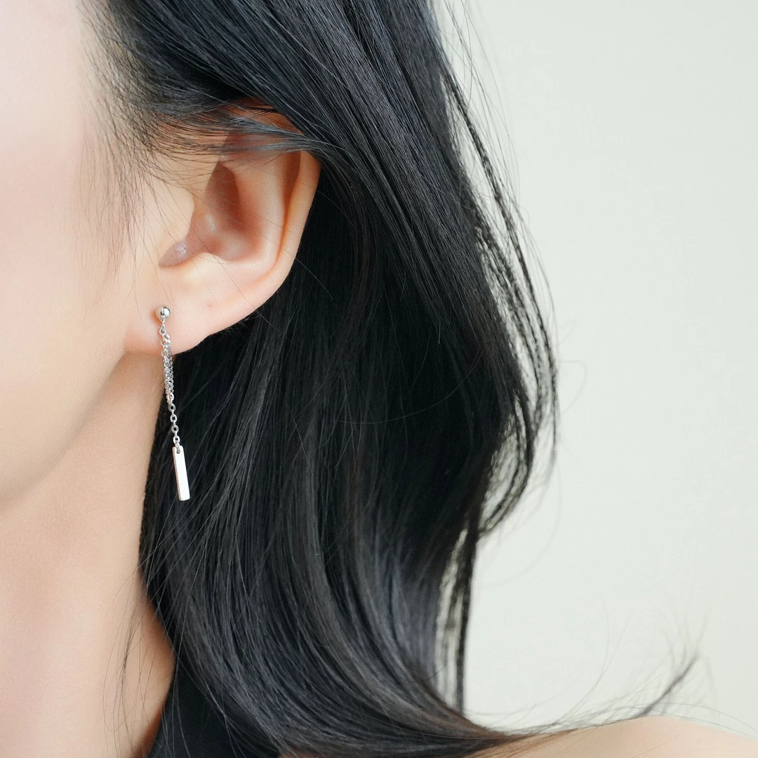 铜合金耳饰 链条前后戴耳钉夏季流苏耳环显瘦2025年新款潮耳坠女