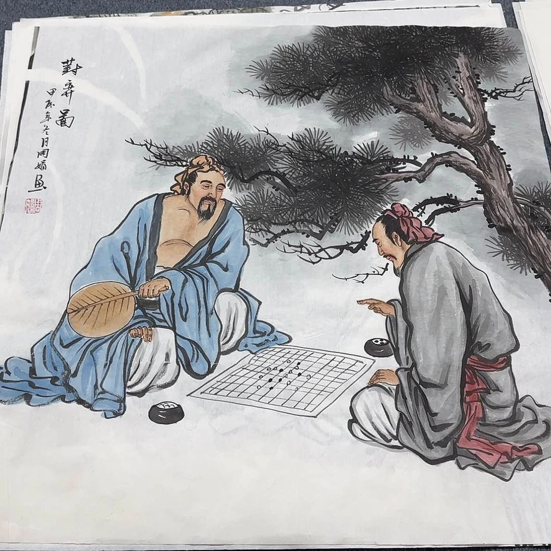 国画尺寸70X70手绘作品