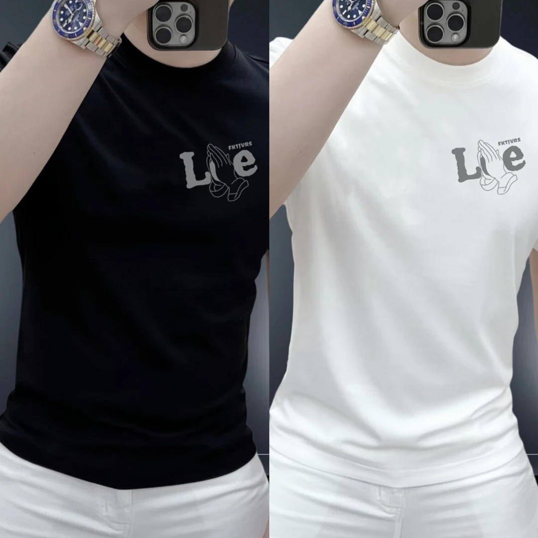 2025新款索罗娜短袖修身圆领弹力时尚潮流休闲男士印花高品质T恤