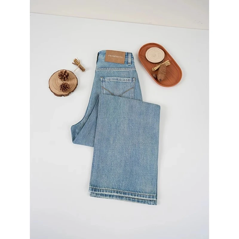 【现货+运费险】窄版阔腿裤垂感高腰爆款牛仔裤女夏季显瘦拖地裤潮