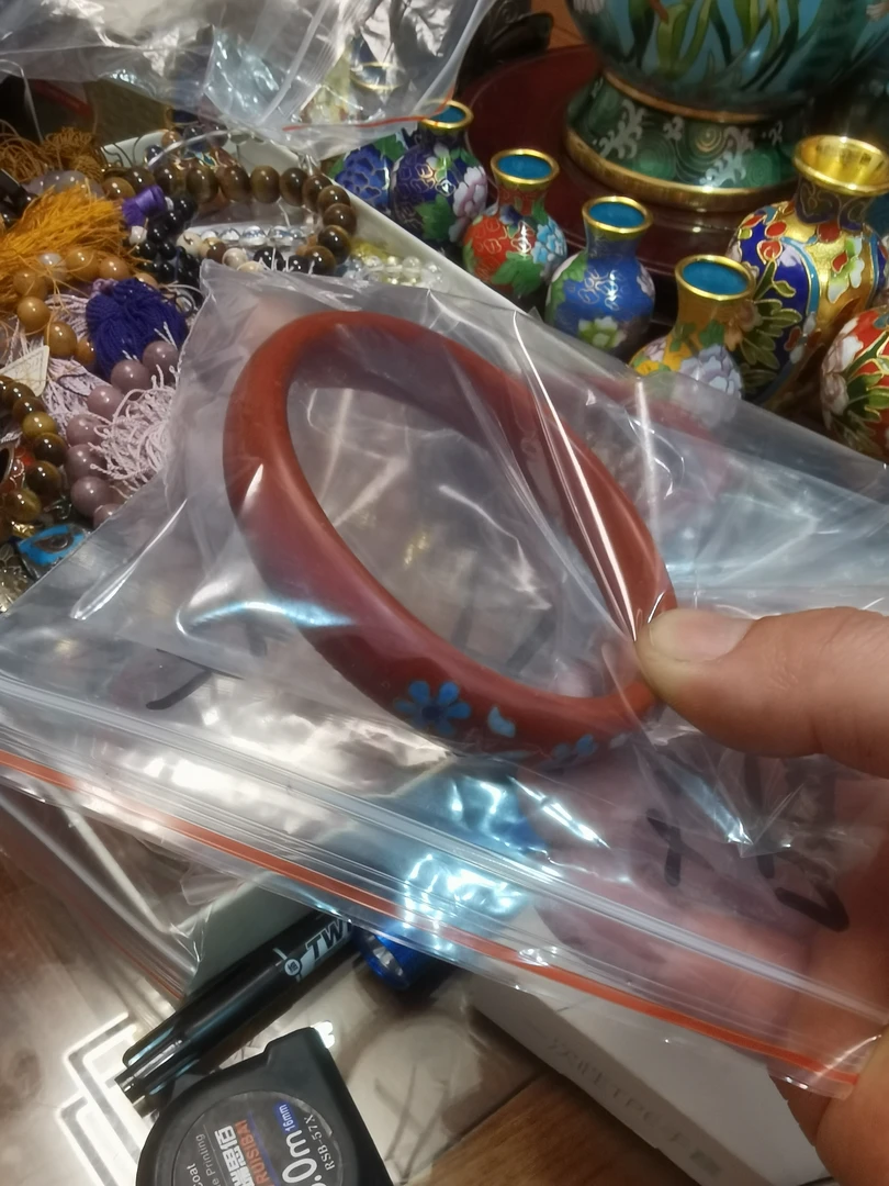 合金珐琅手镯 纯手工景漆结合手镯，彦专属