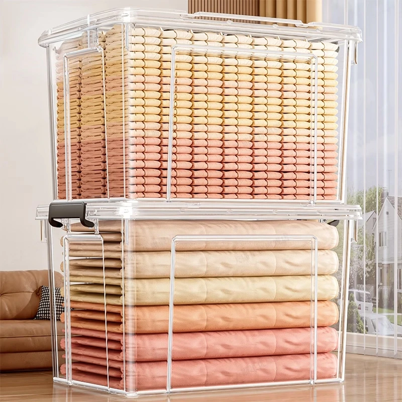 俏洁透明超大号收纳箱家用衣柜整理收纳储物箱落地衣柜收纳箱