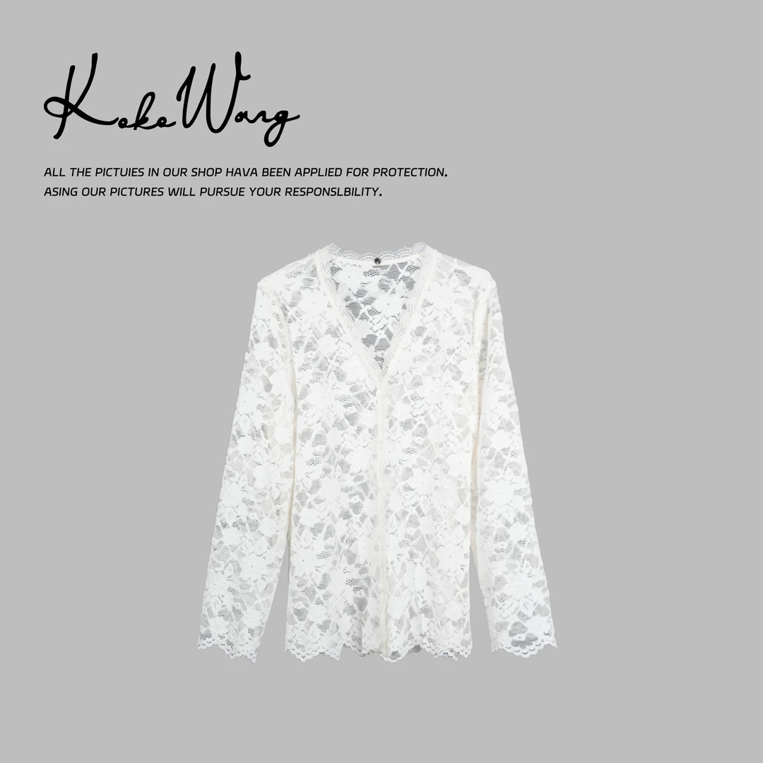 KOKO WANG立体绒花蕾丝防晒开衫优雅高级气质镂空上衣N0695A03T42