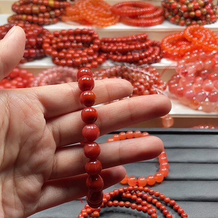 棉***花南红玛瑙未镶嵌手链