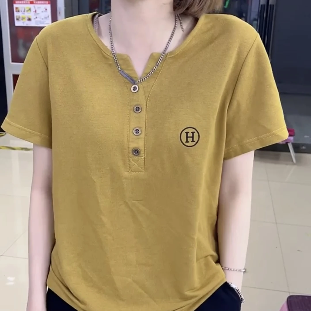 866灰色夏季大码短袖T恤女宽松显瘦百搭妈妈休闲上衣女士打底衫