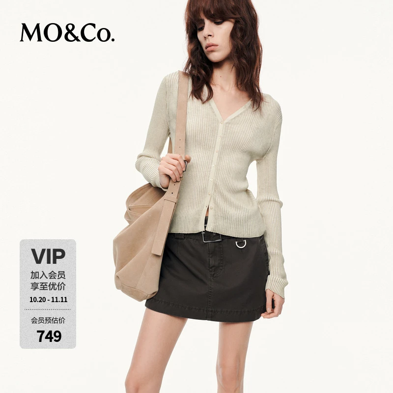 【流光风】MOCO针织开衫2025新品三醋酸棉炒色工艺修身MBE3CART15