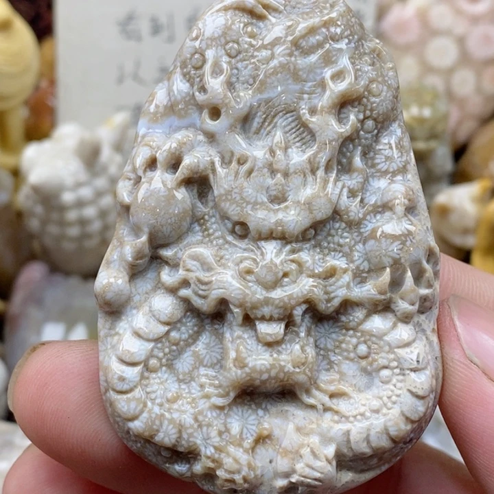 颈饰未镶嵌硅化珊瑚（珊瑚玉）
