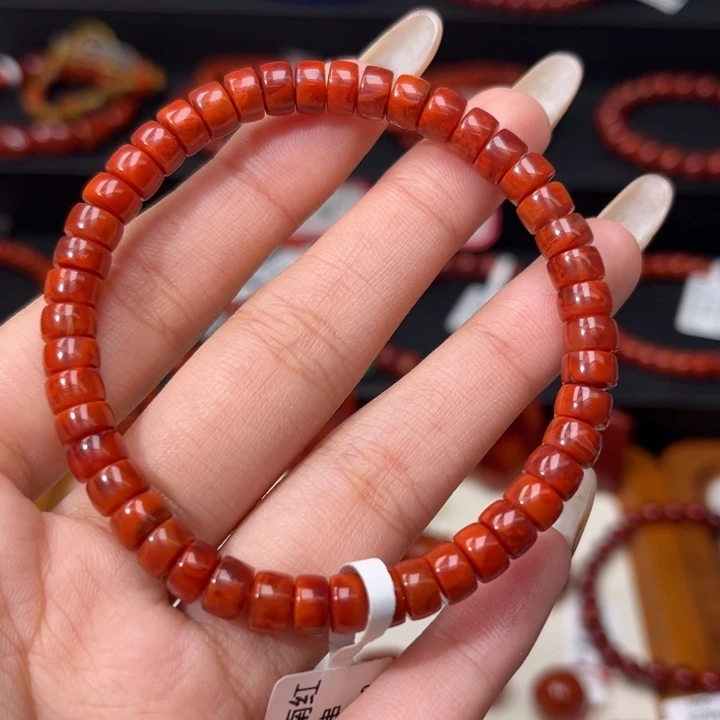 南红玛瑙未镶嵌手链火焰精工直切药片6mm