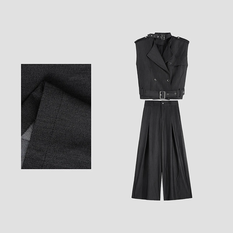 【X-锁扣】2025夏季新款开衫马夹高腰休闲裤两件套SHBZU651593 nnas