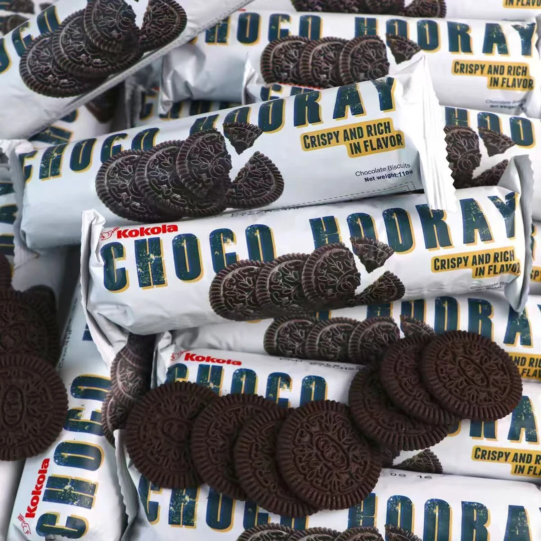 宝山印度尼西亚进口罗达巧克力味饼干无夹心零食早餐饱腹110g