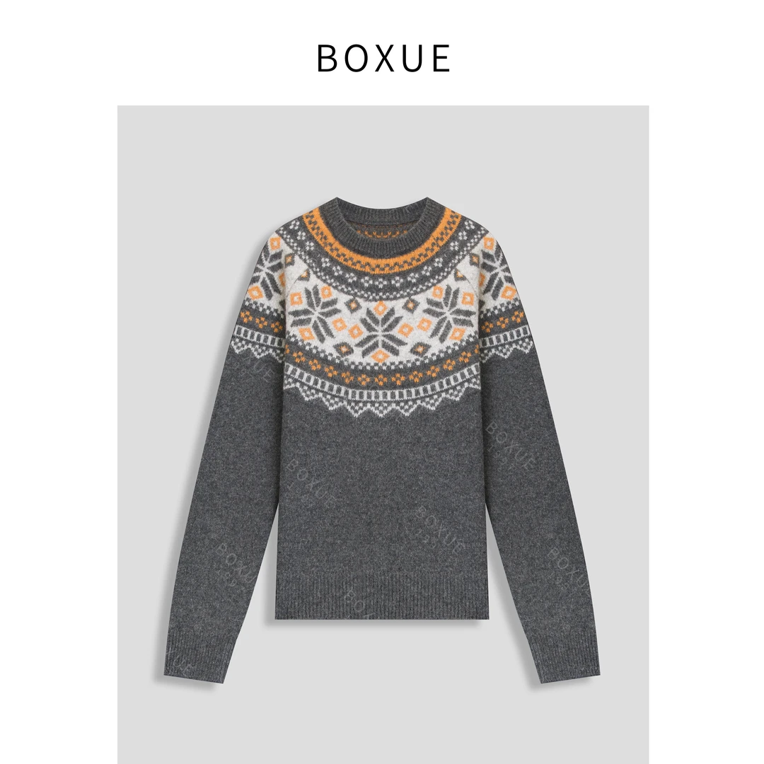 BOXUE""2024冬季新款高级感费尔岛 毛衣#241219MY33
