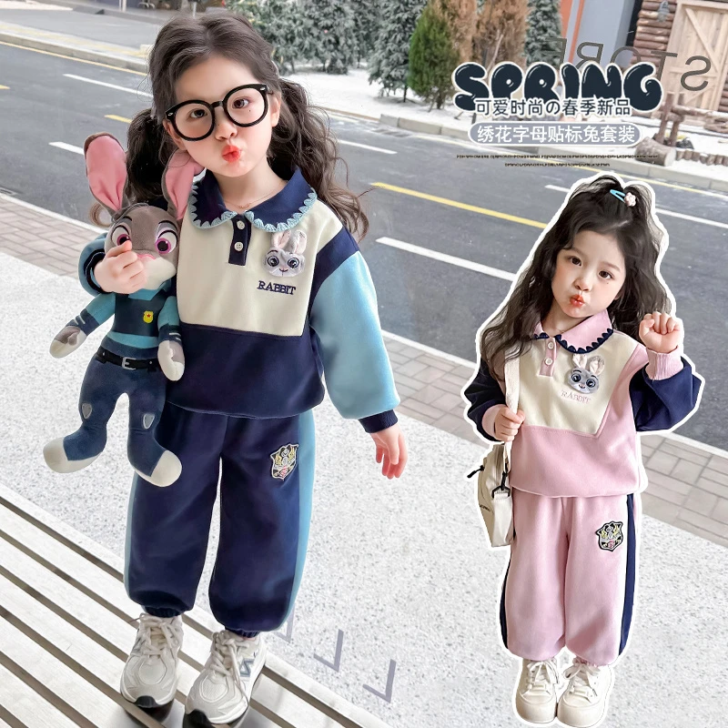 女童套装2025新款童装秋季衣服儿童卡通卫衣女宝宝洋气春秋外套潮