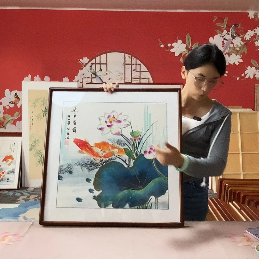 国画手写手绘带框包邮国画作品62✖️62