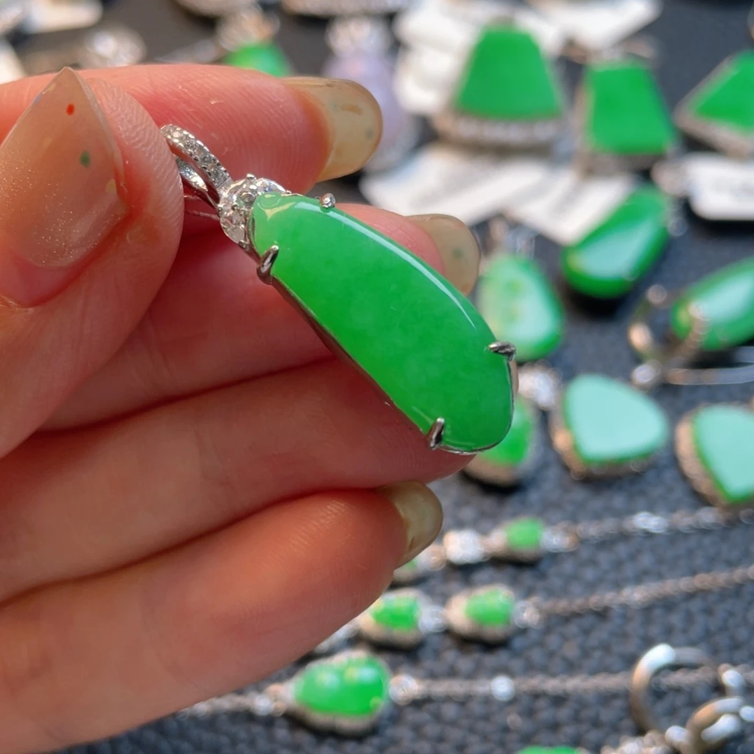 翡翠银S925镶嵌吊坠(不含链)