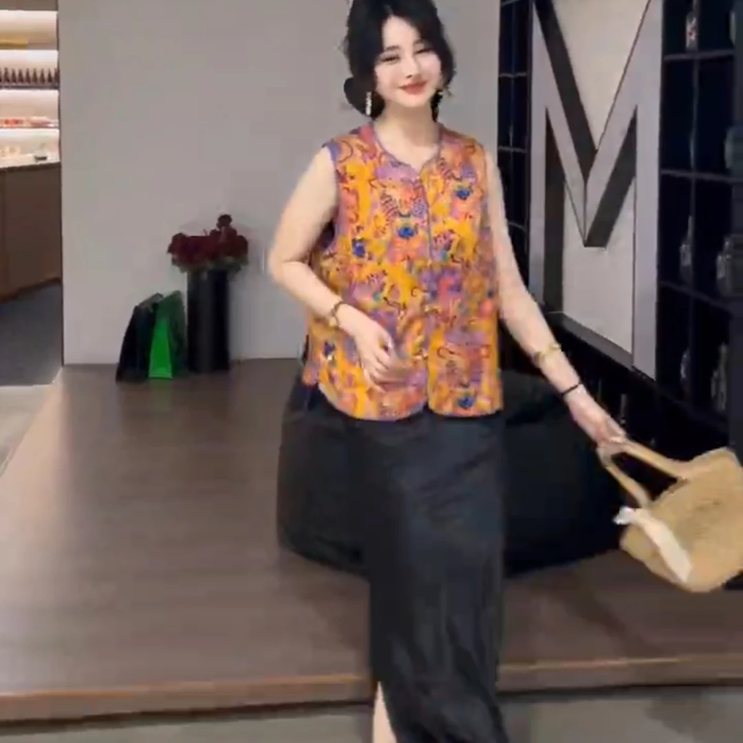 扎花春季薄款工字型马甲马夹提花夏季百搭无袖国风