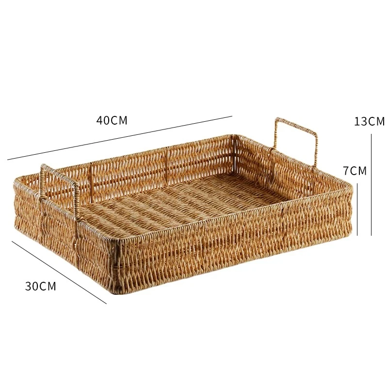 仿藤编手工编织日式面包零食馒头篮家用水果客厅收纳40*30*7