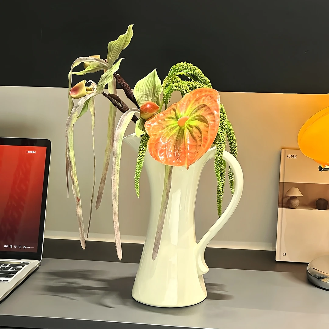 复古奶油风花瓶陶瓷水培花瓶绿植鲜花简约花器高级感水养花瓶客厅