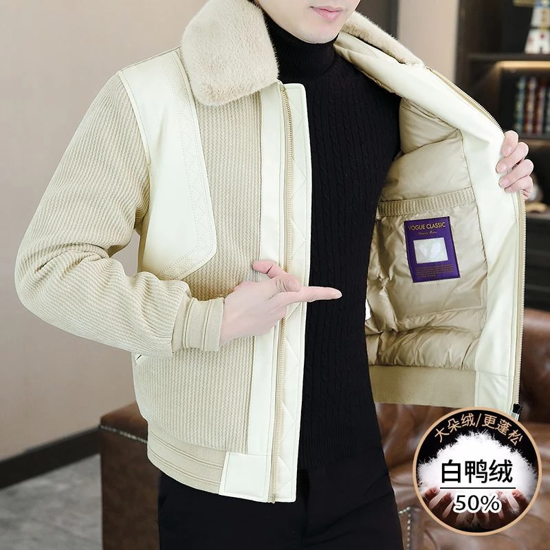 潮流潮牌可脱卸毛领加厚保暖外套冬季高品质白鸭绒羽绒服男款休闲