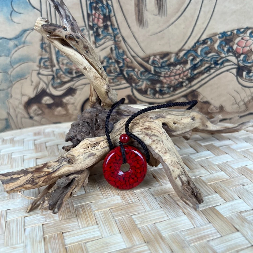 含辰砂工艺品pa豪物单圈优选朱砂平安扣