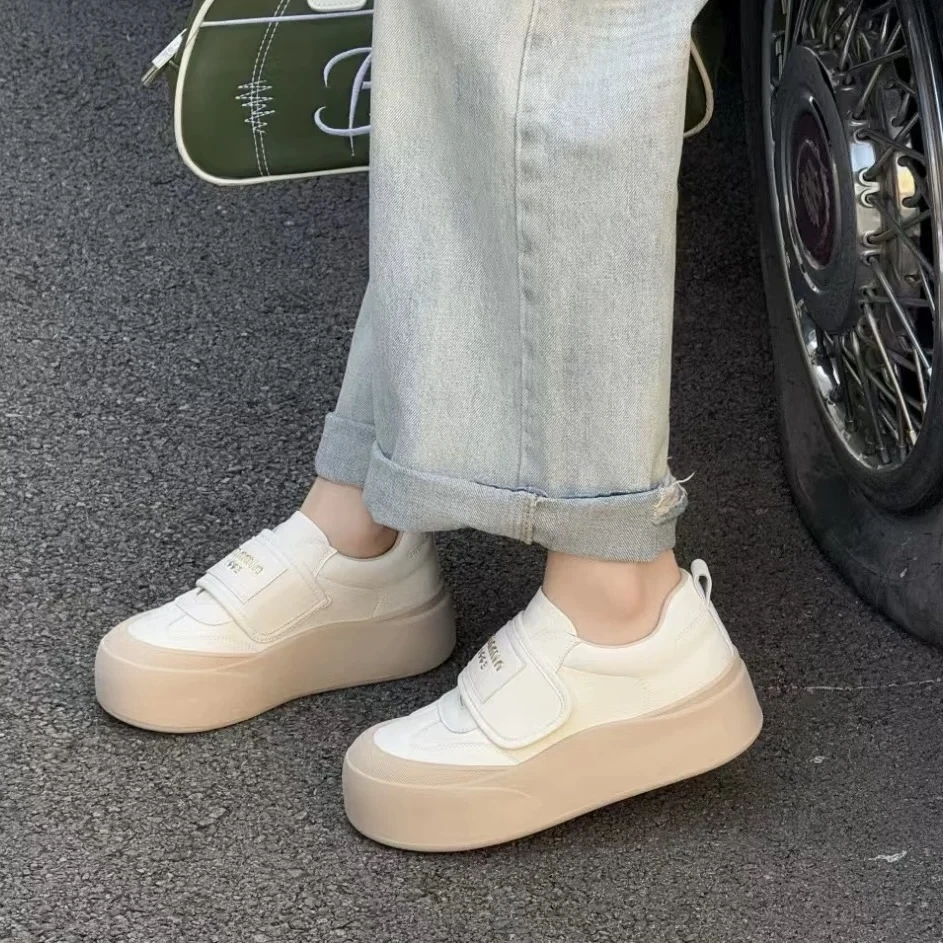 魔术贴厚底春季小白鞋时尚休闲鞋秋季舒适低帮赫本风16291