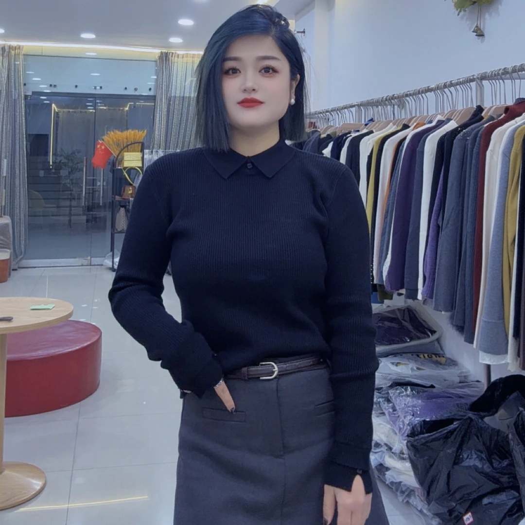 【遇见】简约翻领纯色打底衫