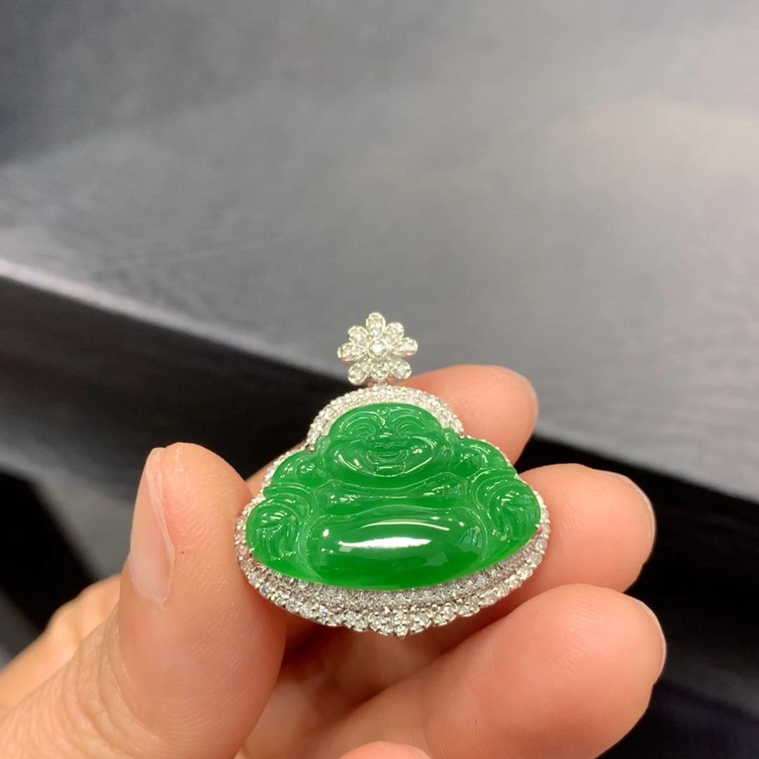 翡翠18K金镶嵌吊坠(不含链)