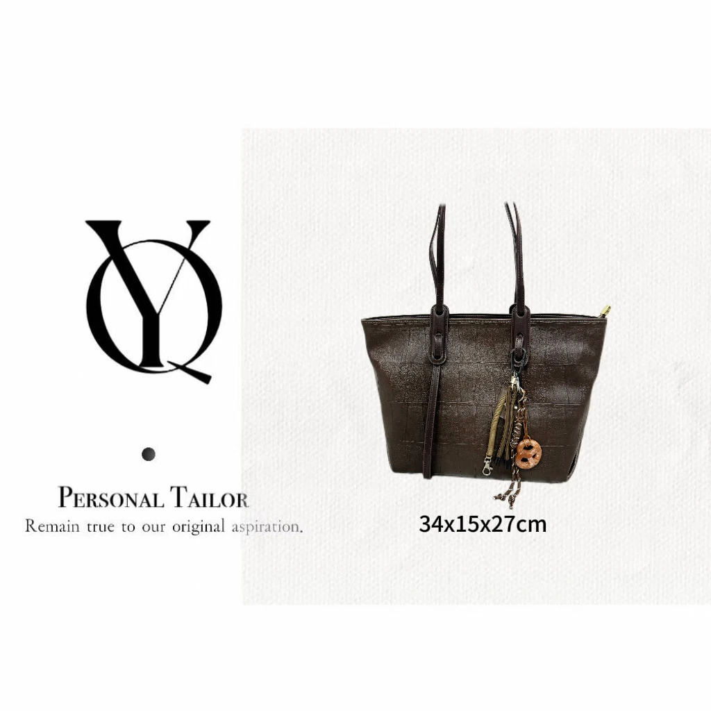 YUQIAO/【Tote】植鞣皮手提单肩包托特褐棕色YQ299