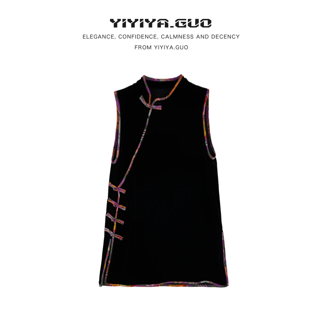 yiyiya.Guo艺艺吖新中式中国风斜襟奢雅肤感立领上衣2330SS52