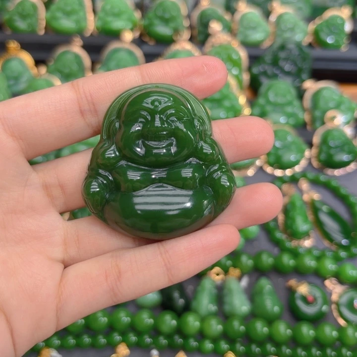 颈饰未镶嵌和田玉（碧玉）特价辣绿47m编绳