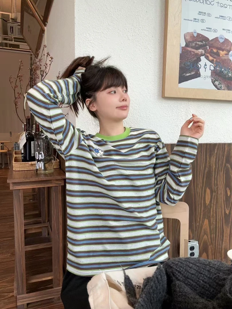 SEVENFUOO-【时髦条纹】长袖